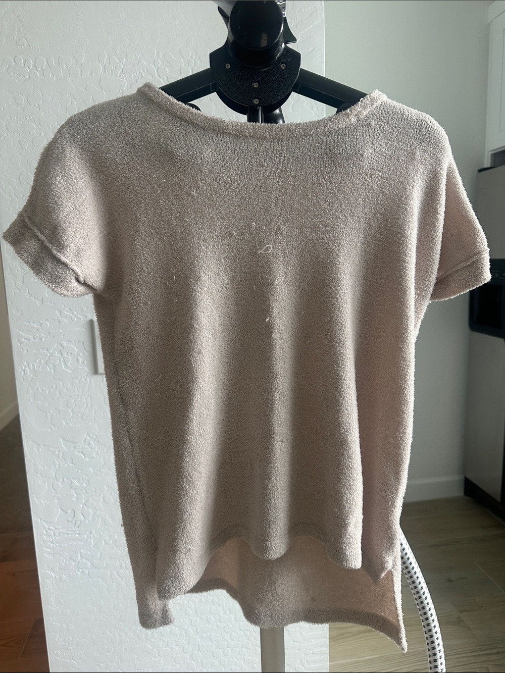 bobeau Short-Sleeve Terry Knit Top in Taupe